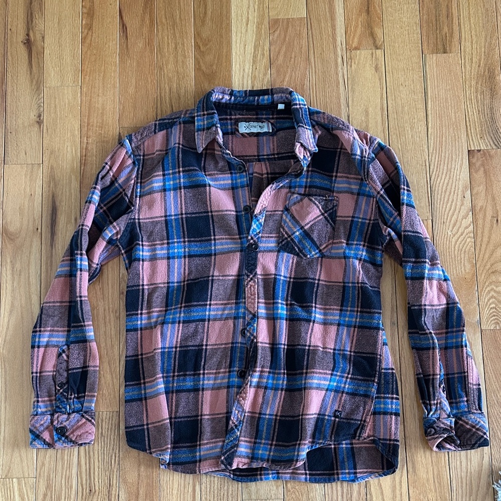 Plaid Men's Shirt -  Orange and Blue